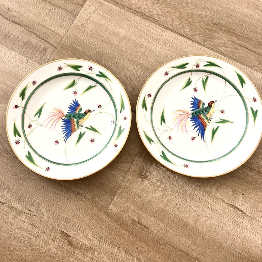 RARE 2 X Royal Danube Dinner Plates Hand Painted Bird By Seres Erzsebet 9 3/4”